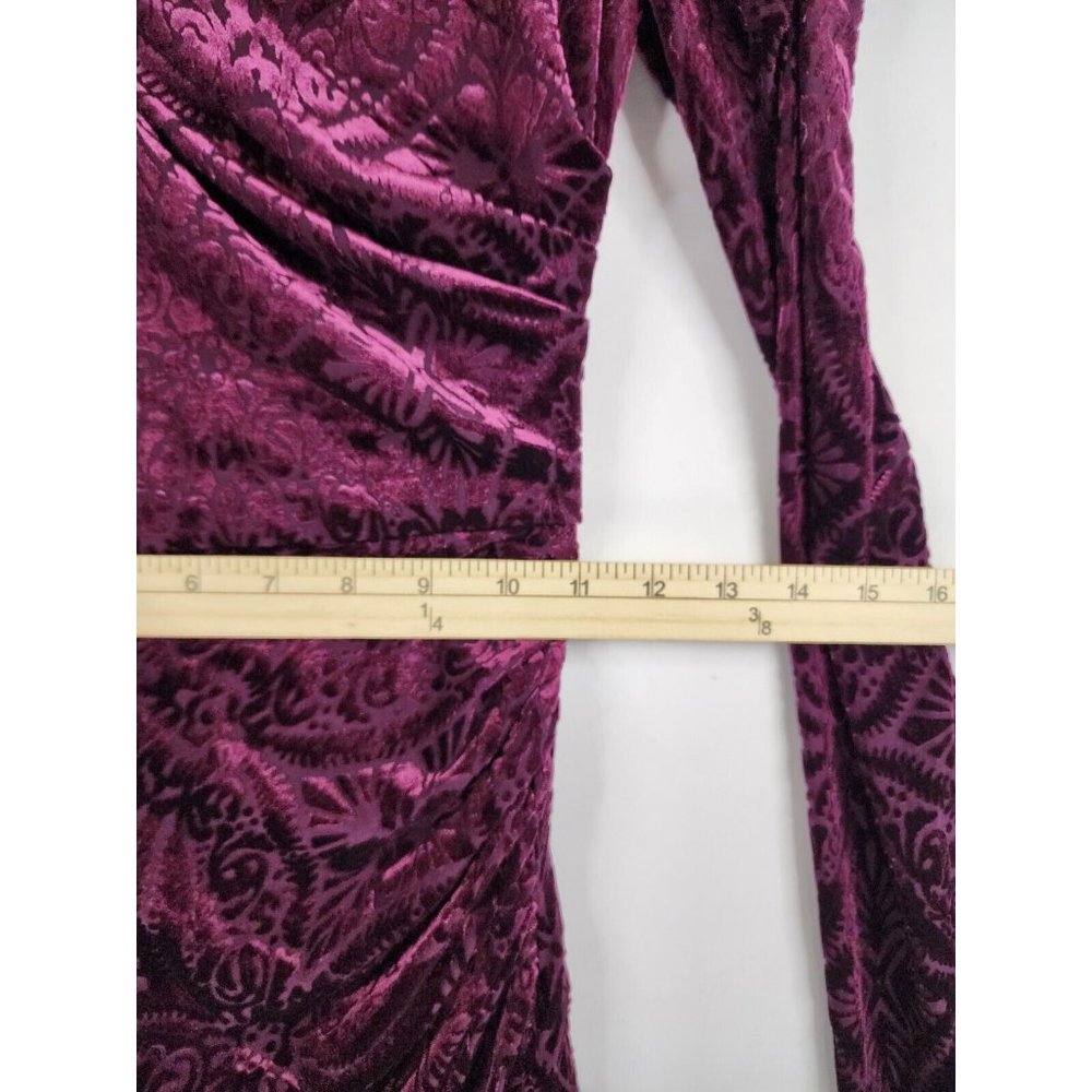Vici Dress Womens XS Wine Velvet Victoria Anne Puff Shoulder High Low Midi - Picture 5 of 16
